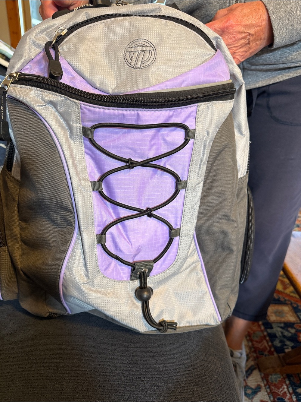 Targus Gray and Lavender Women's Backpack with Front Bungee
